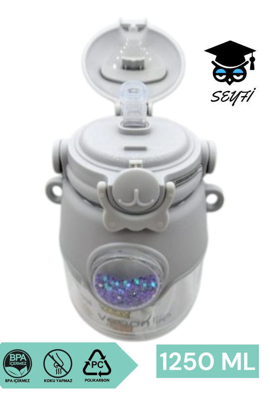 1250 ml polycarbon okul matarası bpa içermez pipetli kilitli kapak plastik suluk vagonlife