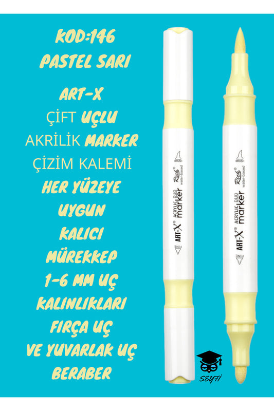 ART-X ÇİFT UÇLU AKRİLİK MARKER ÇİZİM KALEMİ HER YÜZEYE UYGUN KALICI MÜREKKEP 1-6 MM UÇ KALINLIKLARI