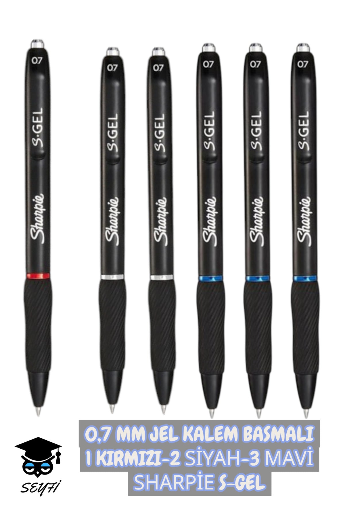 SHARPİE s-gel 0.7 mm mürekkepli basmalı jel kalem 3 renk mavi siyah kırmızı