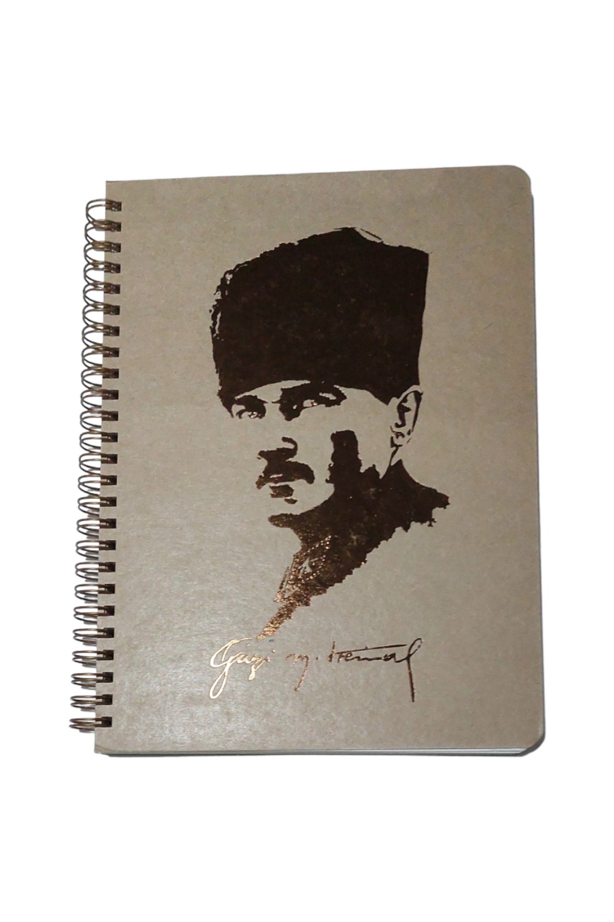 16,5x22,5 Cm 100 Yaprak Kareli Telli Atatürk Sert Karton Kapak Defter 70 Gr Krem Renk Kağıt