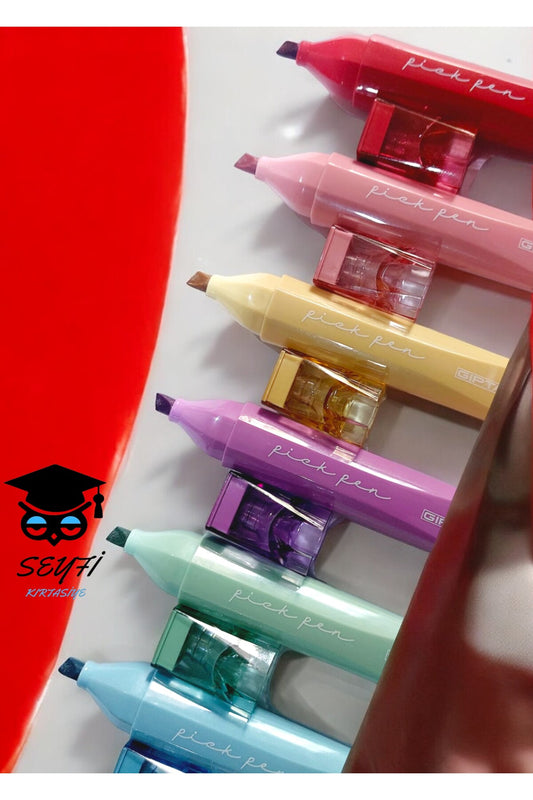 6 ADET PASTEL RENK ŞIK TASARIM FOSFORLU KALEM VAKUMLU KAPAK KALİTELİ MÜREKKEP