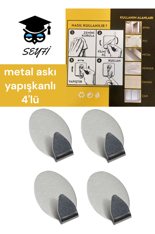 metal askı yapışkanlı 4'lü