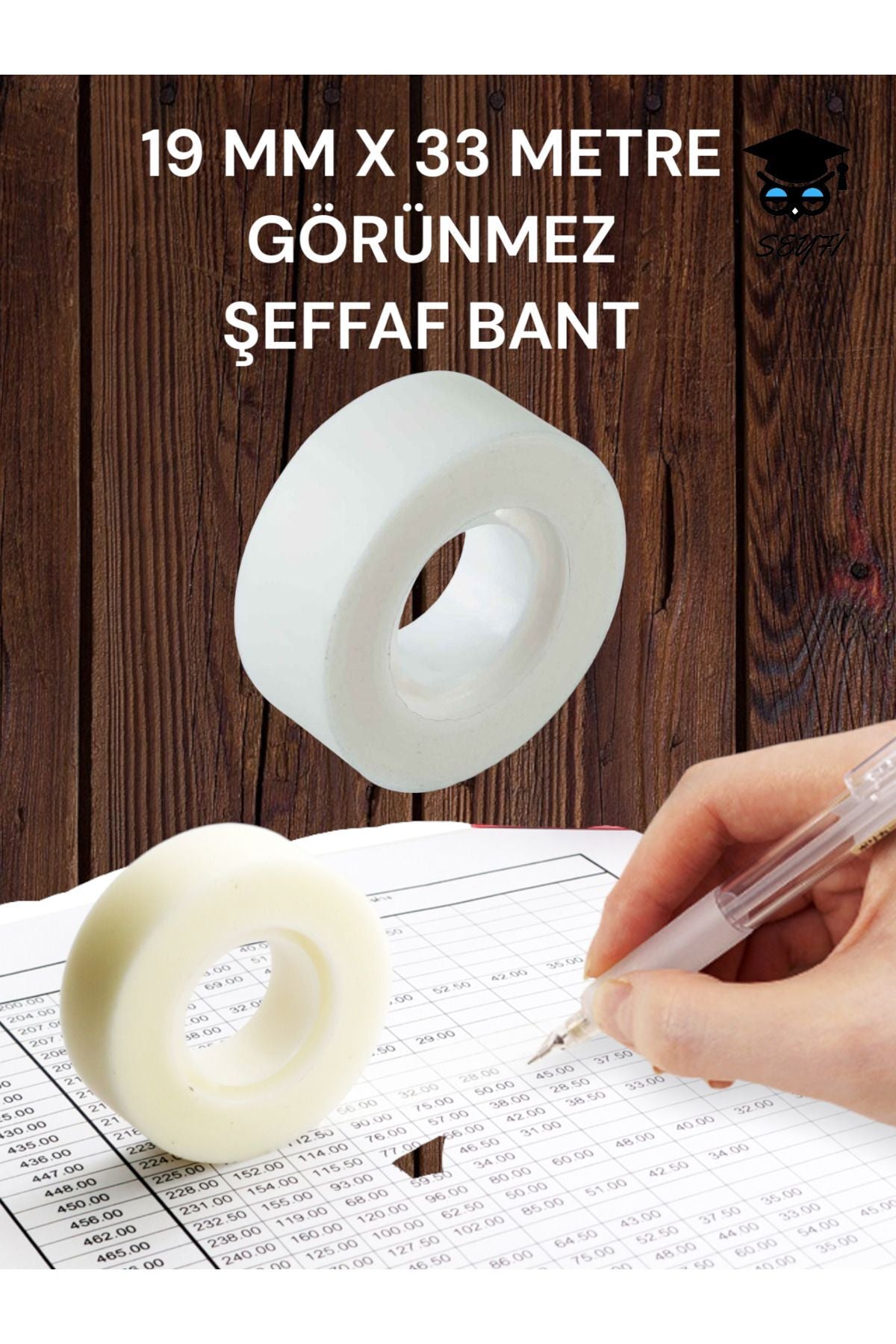 19 MM X33 CM ŞEFFAF GÖRÜNMEZ BANT BÜRO BANTI SELEFON BANT