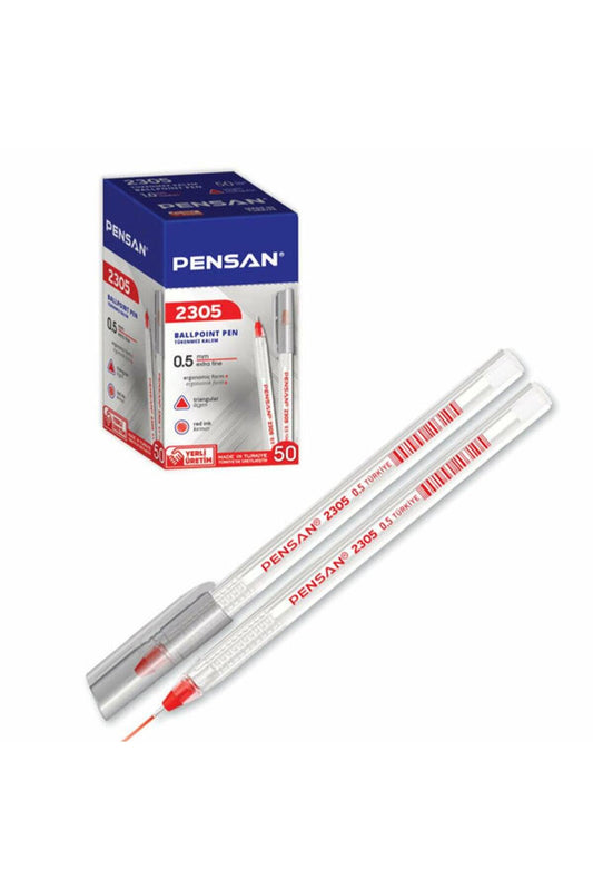 Tükenmez Kalem Üçgen Kırmızı 0.5 MM 50 Li 2305