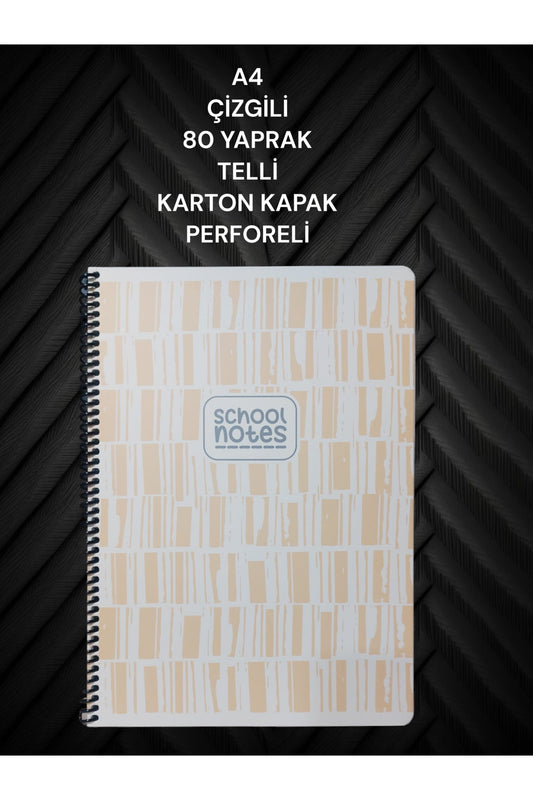 ÇİZGİLİ A4 80 YAPRAK TELLİ DEFTER KARTON KAPAK PERFORELİ