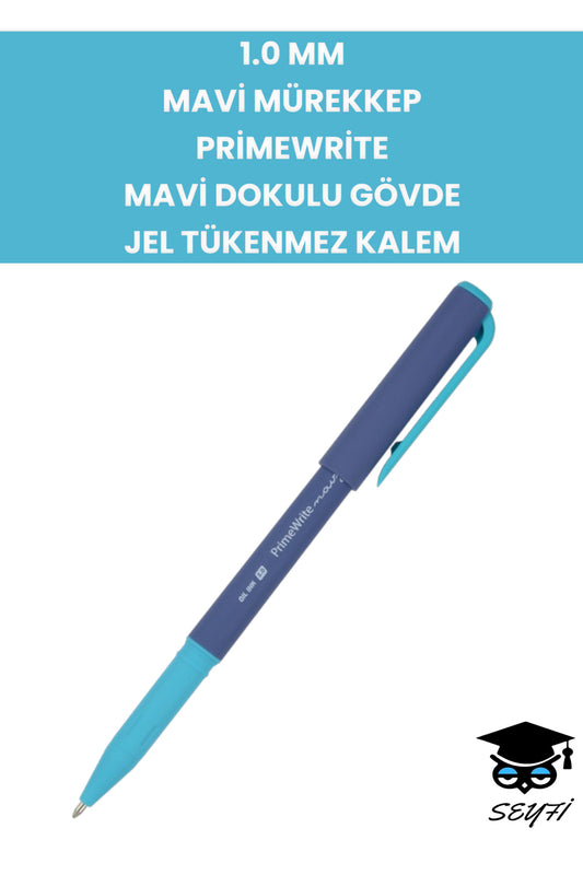 1.0 MM MAVİ MÜREKKEP PRİMEWRİTE MAVİ DOKULU GÖVDE JEL TÜKENMEZ KALEM