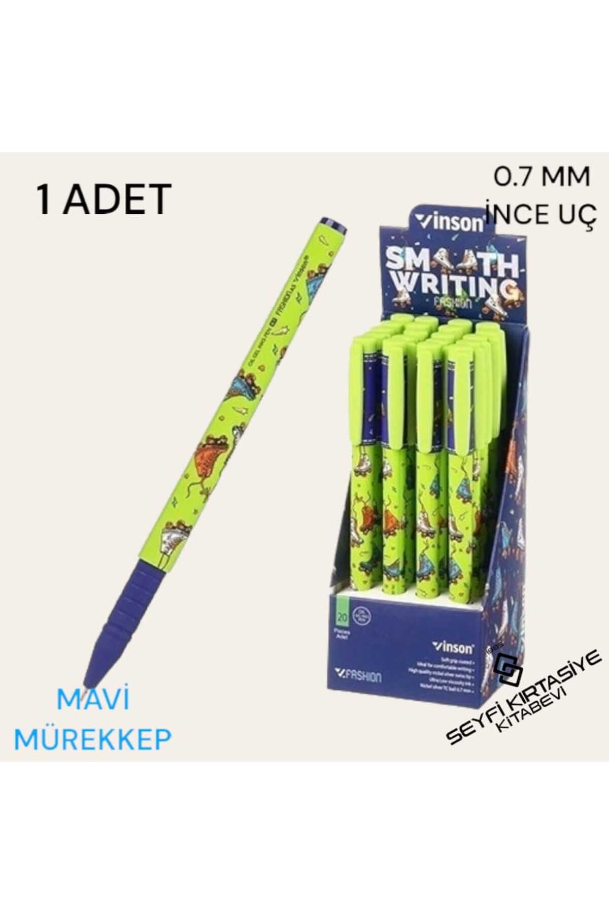 DESENLİ GÖVDE JEL TÜKENMEZ KALEM MAVİ MÜREKKEP 0.7 MM İĞNE UÇ İNCELİĞİ