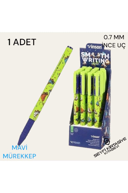 DESENLİ GÖVDE JEL TÜKENMEZ KALEM MAVİ MÜREKKEP 0.7 MM İĞNE UÇ İNCELİĞİ