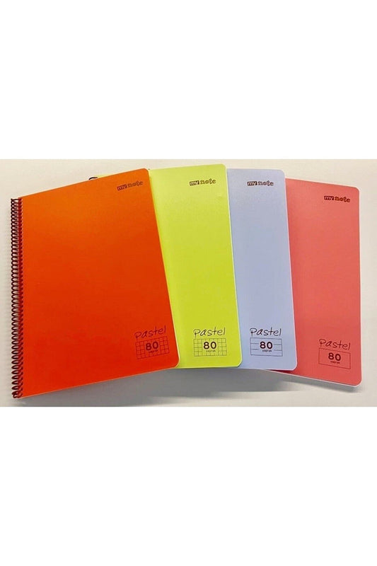A4 80 Yaprak Çizgili Telli Defter Pastel Renk Plastik Kapak Göz Yormayan Krem Renk Kağıt