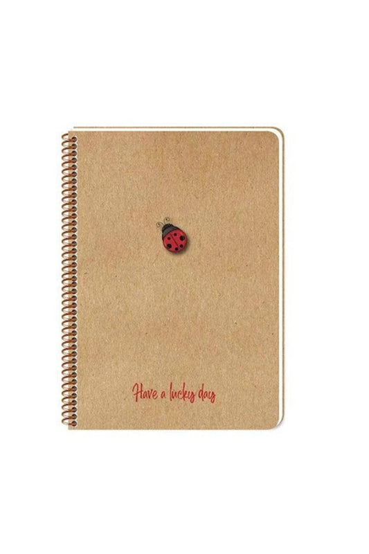 20x28 cm 100 Sayfa Çizgisiz Telli Defter Kraft Kapak 70 gr Krem Rengi Kağıt