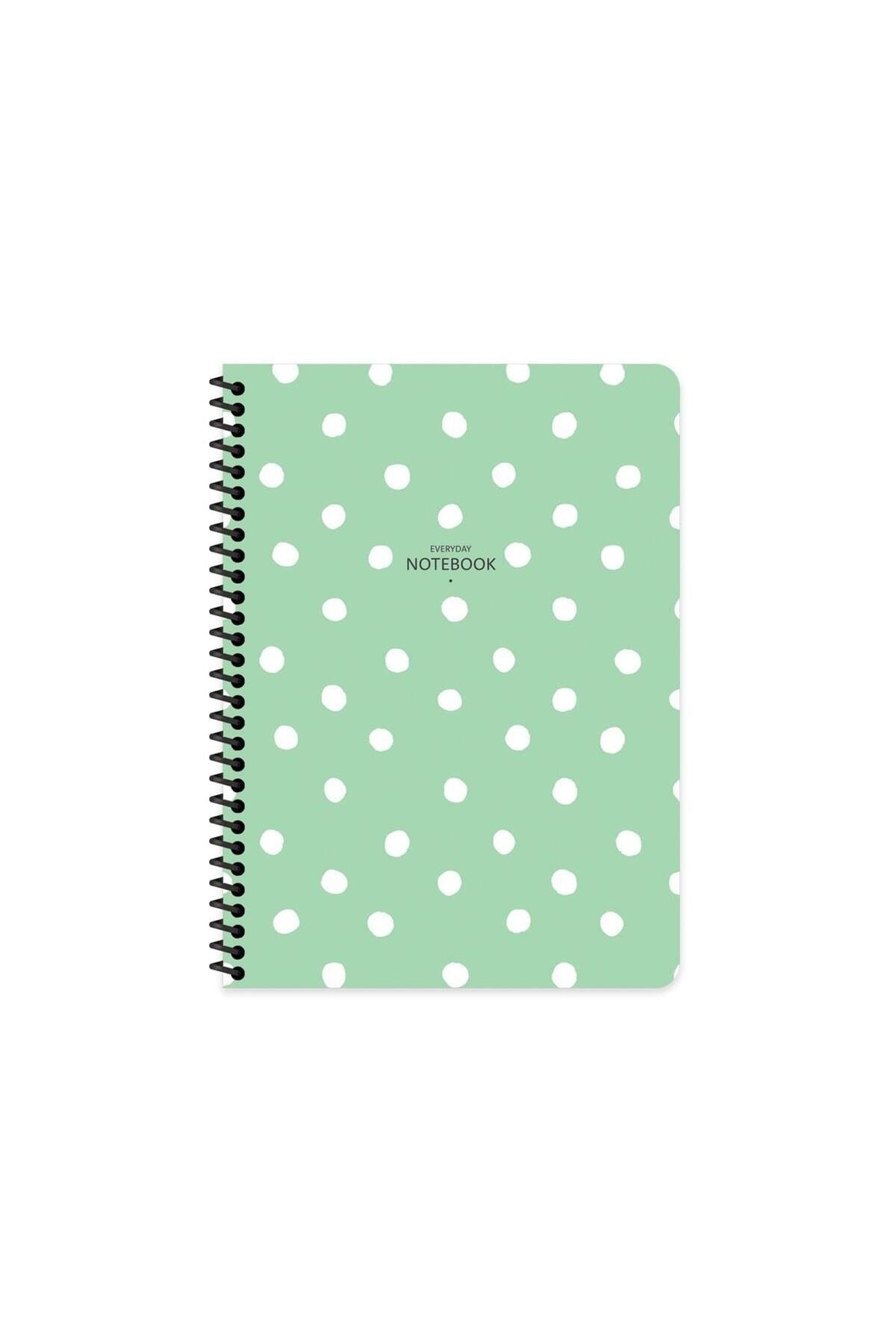 16x22 Cm Puantiye Desen Telli Defter Çizgisiz Telli Beyaz 80 Sayfalı Plastik Kapak