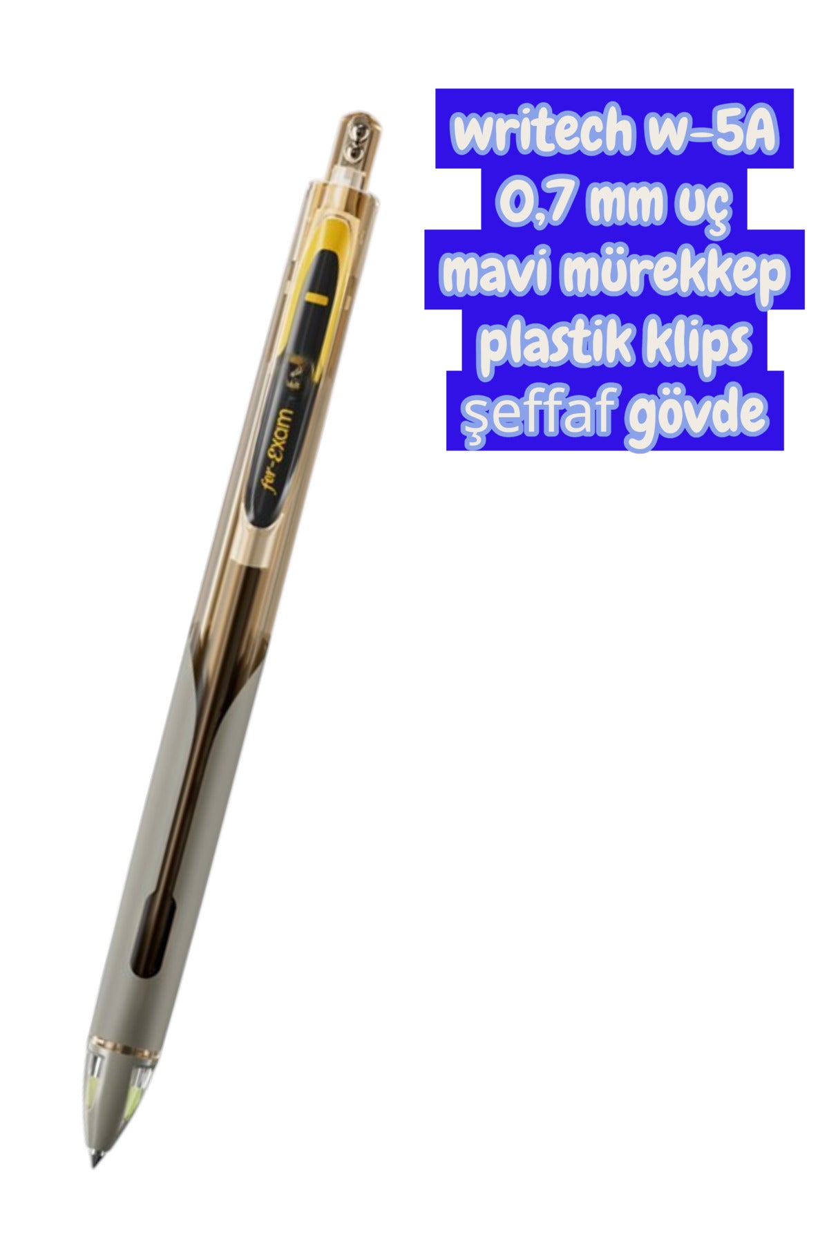 writech W-5A AGE 0,7 MM şeffaf SARI GÖVDE mavi mürekkep jel tükenmez kalem