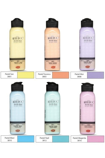 Akrilik Boya 6x140 ml. Pastel Renkler
