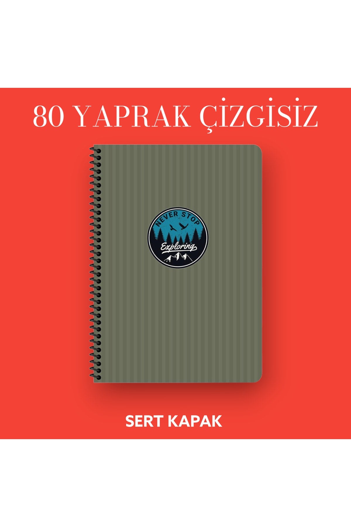 17x24 Cm Çizgisiz 80 Yaprak Outdoor Sert Kapak Telli Defter 70 Gr Ivory Kağıt