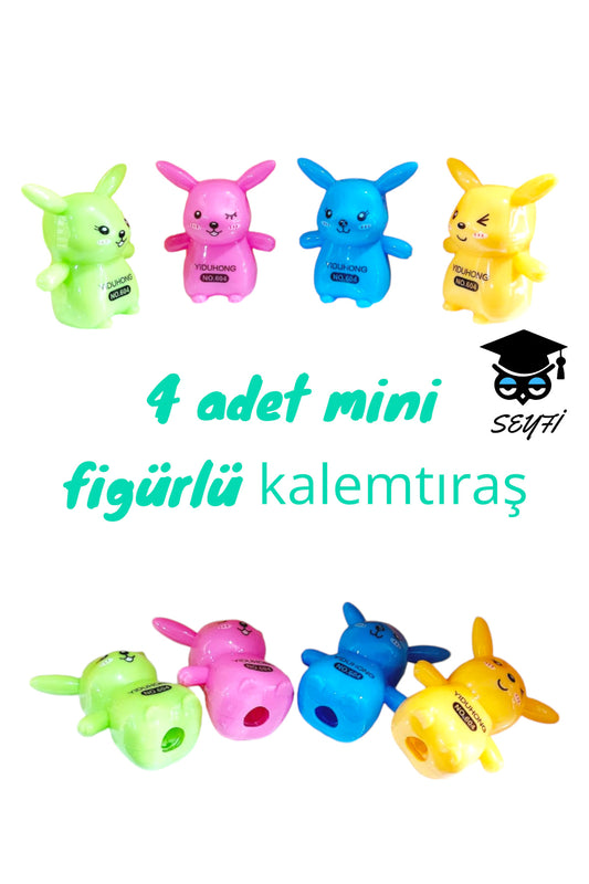 4 adet mini figürlü kalemtıraş