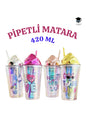 1 adet Desenli plastik pipetli bardak 420ml karma renk yollanmaktadır