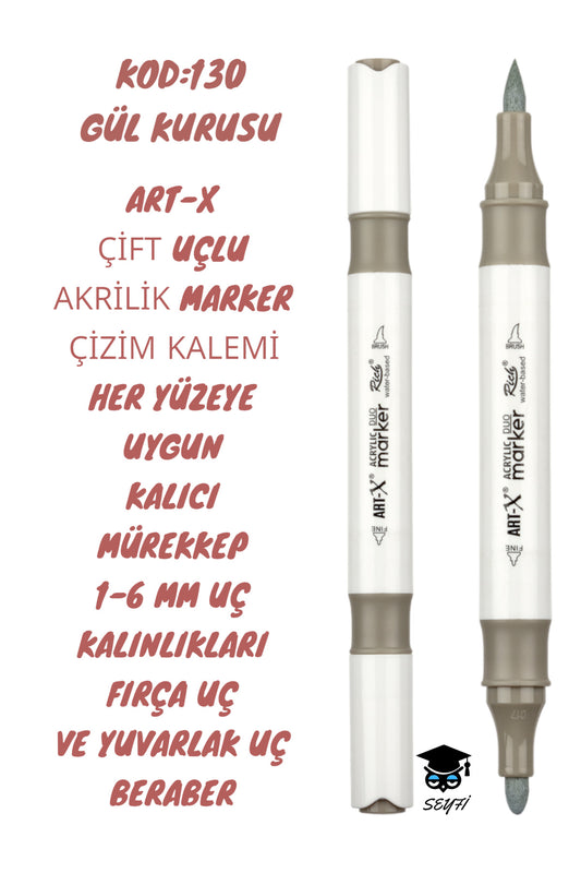 ART-X ÇİFT UÇLU AKRİLİK MARKER ÇİZİM KALEMİ HER YÜZEYE UYGUN KALICI MÜREKKEP 1-6 MM UÇ KALINLIKLARI