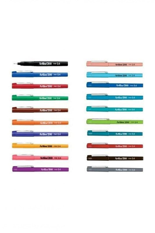 200 Fine 0.4 Mm Ince Uçlu Yazı Ve Çizim Kalemi 20'li Set