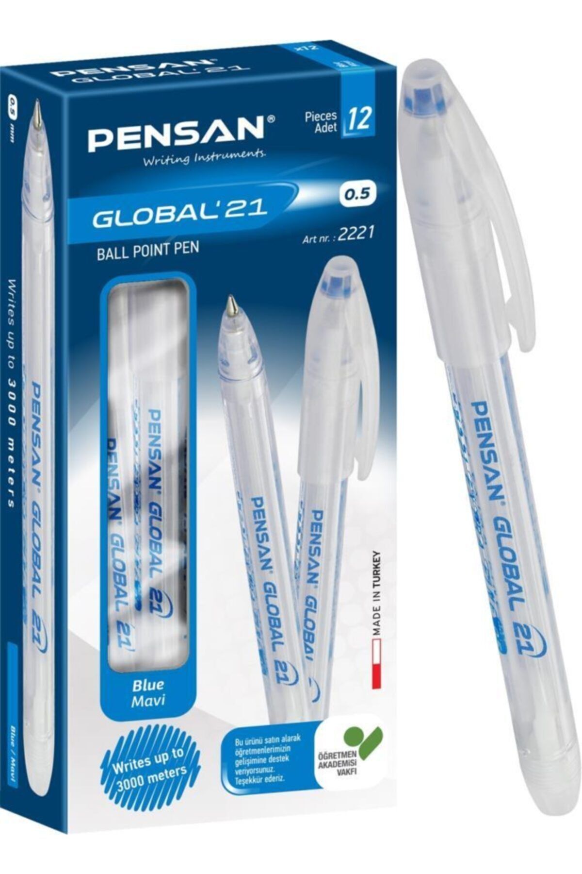 Global 21 Tükenmez Kalem 0.5 Mm 12 Li Mavi