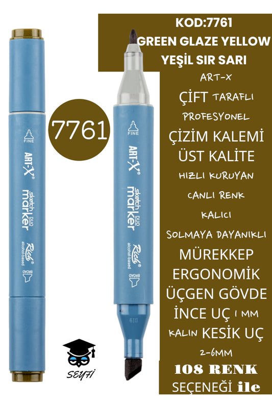 ÇİFT TARAFLI PROFESYONEL ÇİZİM KALEMİ KALICI MÜREKKEP ÜÇGEN GÖVDE İNCE UÇ 1 MM KESİK UÇ 2-6MM SKETCH