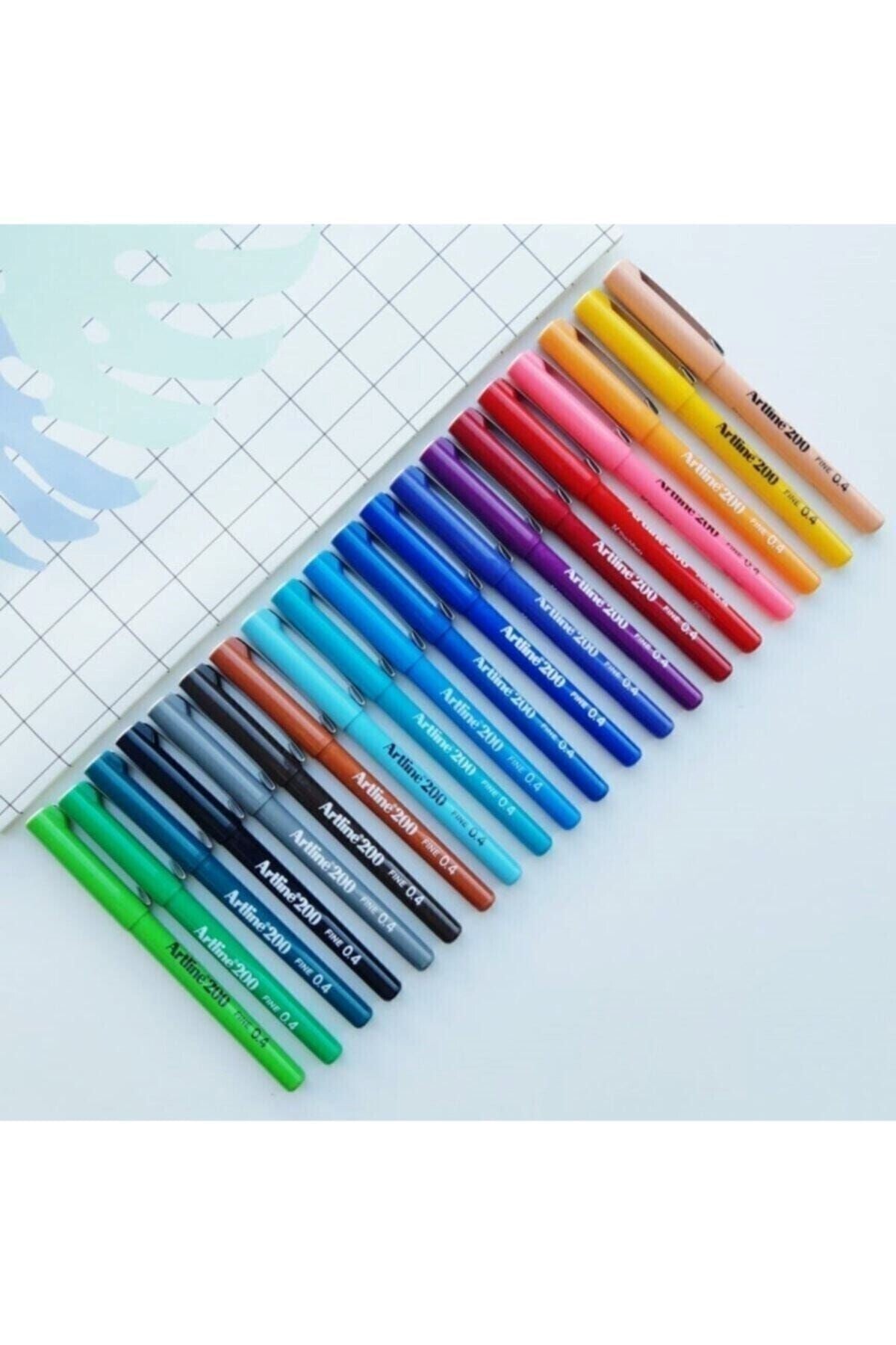 200 Fine 0.4 Mm Ince Uçlu Yazı Ve Çizim Kalemi 20'li Set