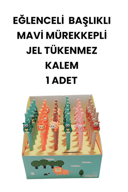 EĞLENCELİ BAŞLIKLI İNCE UÇLU JEL TÜKENMEZ KALEM MAVİ MÜREKKEP