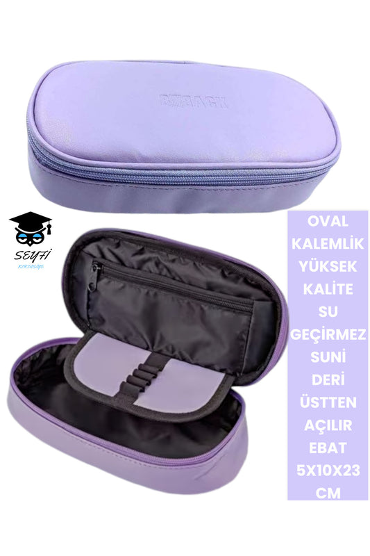 Oval Kalemlik Üstten Açılır Kaliteli Su Geçirmez Kumaş 5x10x23 cm kalem çantası kalem kutusu