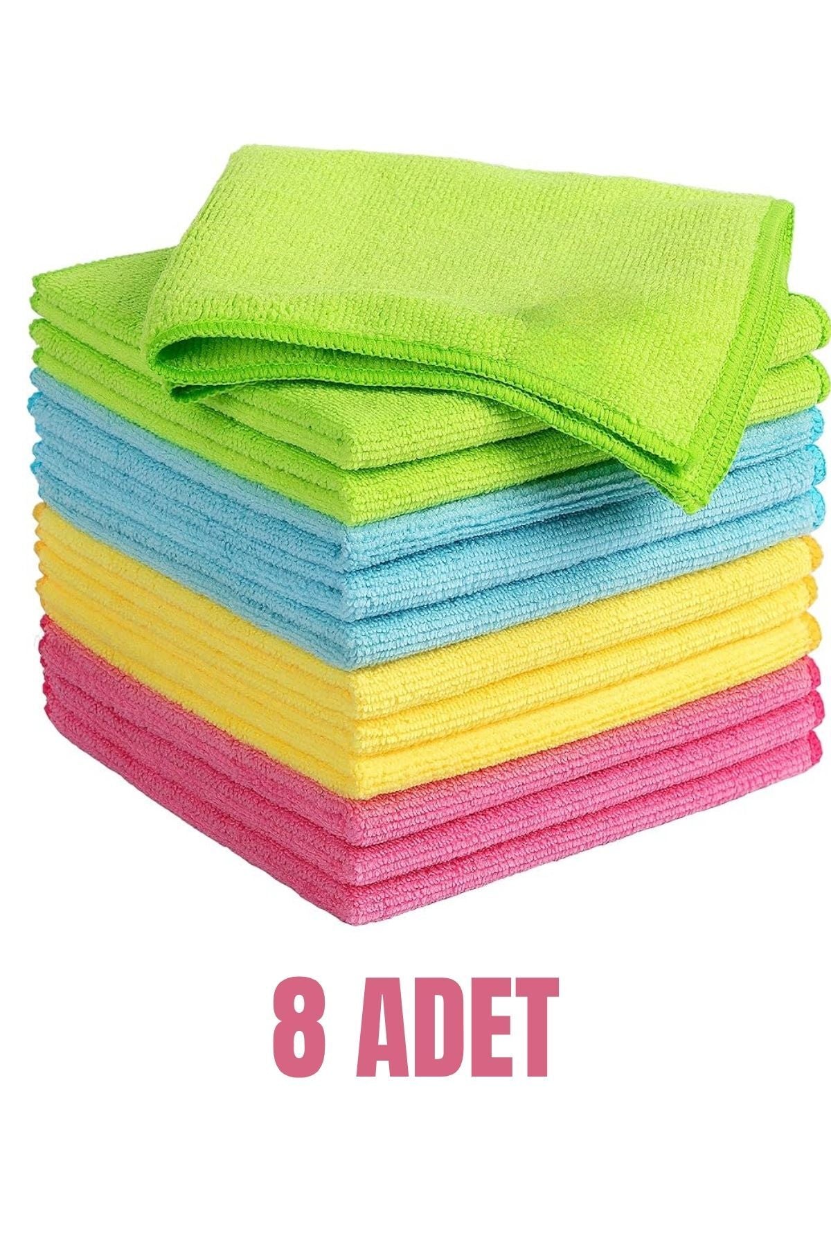 Mikrofiber Bez 8 Li Kenarları Overloklu 1.kalite Ürün 8 Adet
