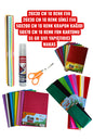 20X30 CM 10 RENK EVA 20X30 CM 10 RENK SİMLİ EVA 50X200 CM 10 RENK KRAPON KAĞIDI 50X70 CM 10 RENK FON KARTONU 55 GR SIVI YAPIŞTIRICI MAKAS