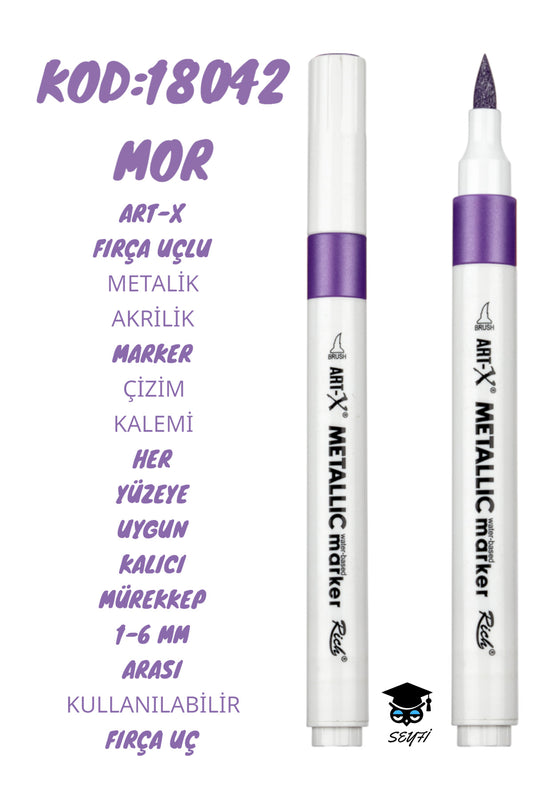 FIRÇA UÇLU METALİK AKRİLİK MARKER ÇİZİM KALEMİ HER YÜZEYE UYGUN KALICI MÜREKKEP 1-6 MM UÇ ART-X