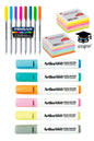 6 adet fosforlu kalem 8 adet tükenmez kalem 1er adet neon ve pastel yapışkanlı kağıt yazı seti