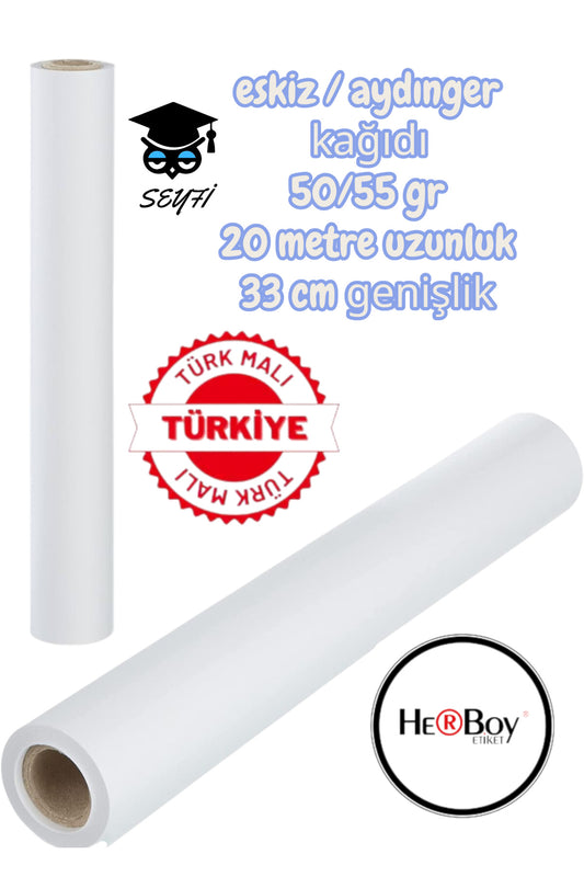 1 adet Aydınger Eskiz Kağıdı Rulo 50/55 gr. 33 cm 20 metre