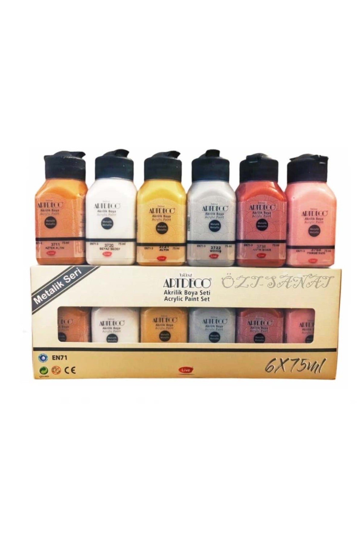 Akrilik Boya 6x75 ml Metalik Renkler