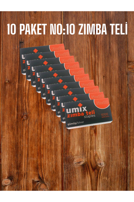 NO:10 ZIMBA TELİ 10 PAKET X 1000 ADET TOPLAM 10.000 BASIM KÜÇÜK ZIMBA TELİ