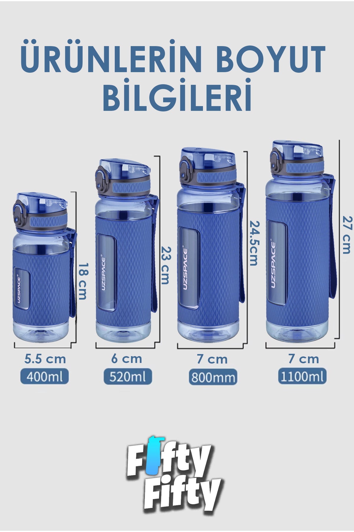 520 ML Tritan Su Matarası Silikon Korumalı Kaydırmaz Gövde Suluk Okul