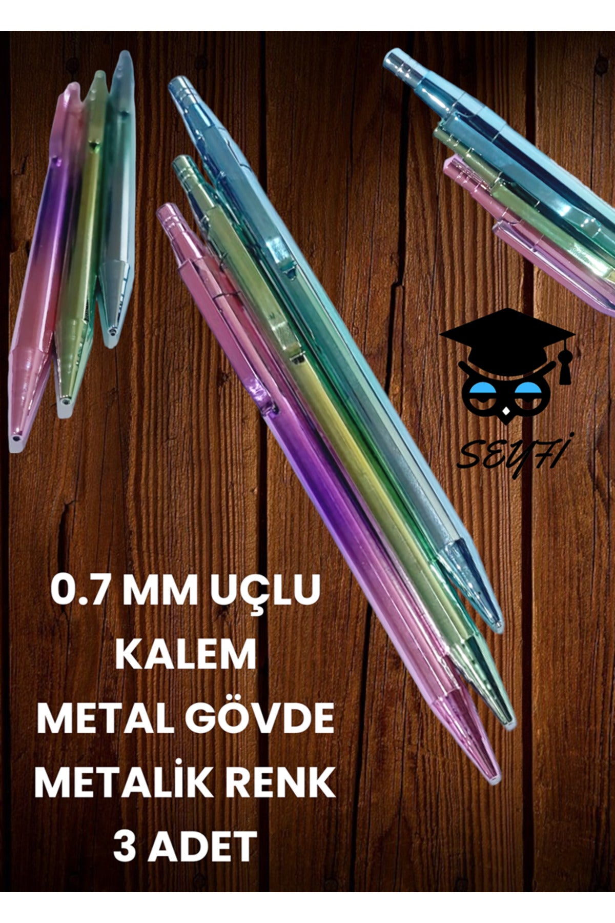 0.7 MM UÇLU KALEM METAL GÖVDE METALİK RENK 3 ADET