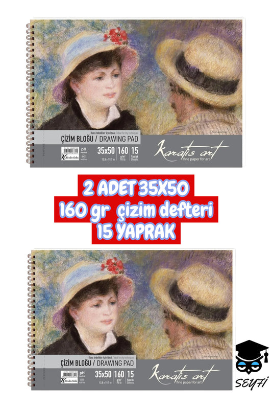 2 ADET 35X50 160 gr çizim defteri 15 YAPRAK