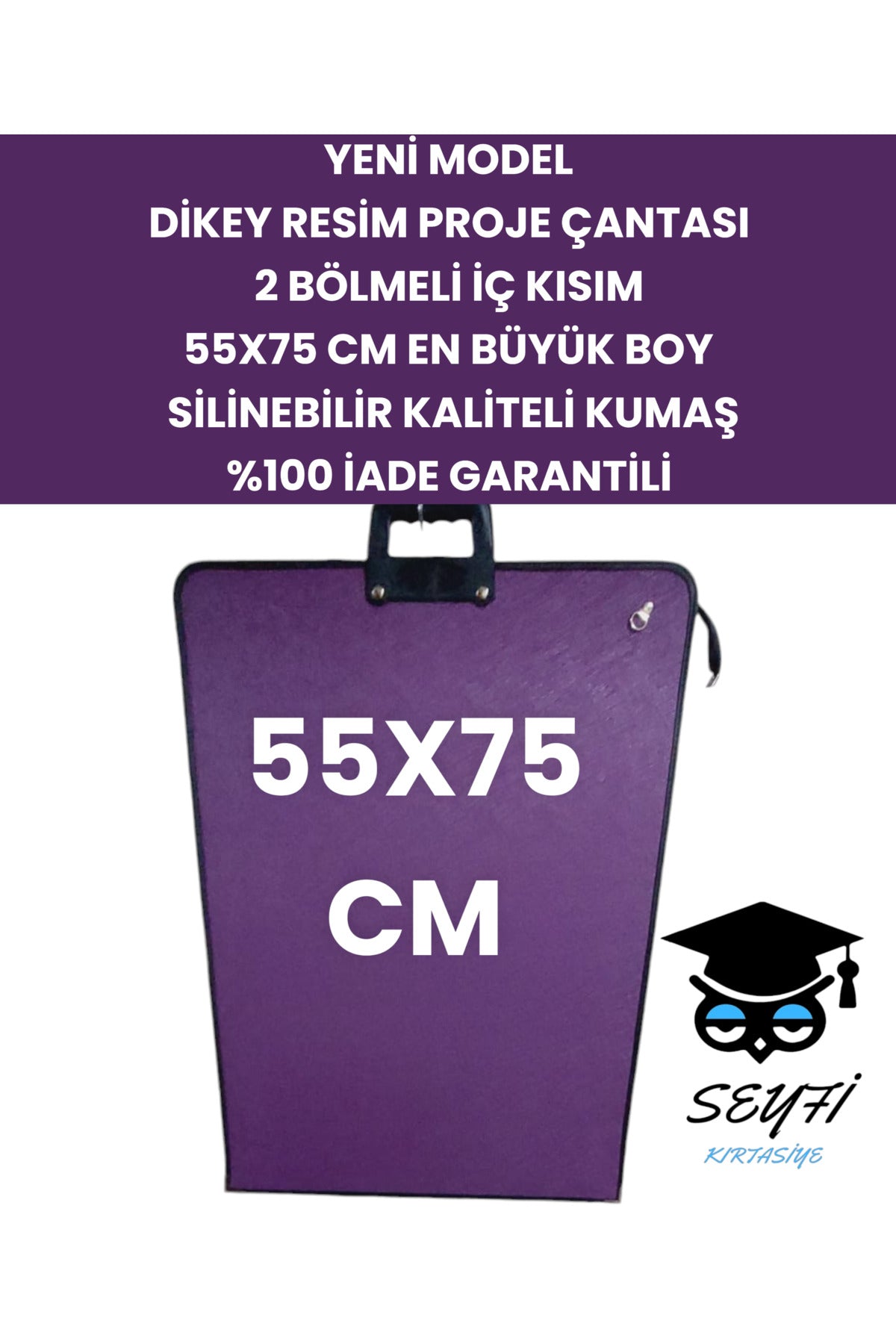 55X75 CM DİKEY RESİM PROJE ÇANTASI 2 BÖLMELİ İÇ KISIM EN BÜYÜK BOY SİLİNEBİLİR KALİTELİ KUMAŞ