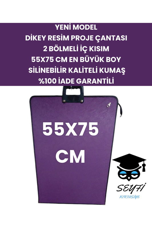 55X75 CM DİKEY RESİM PROJE ÇANTASI 2 BÖLMELİ İÇ KISIM EN BÜYÜK BOY SİLİNEBİLİR KALİTELİ KUMAŞ