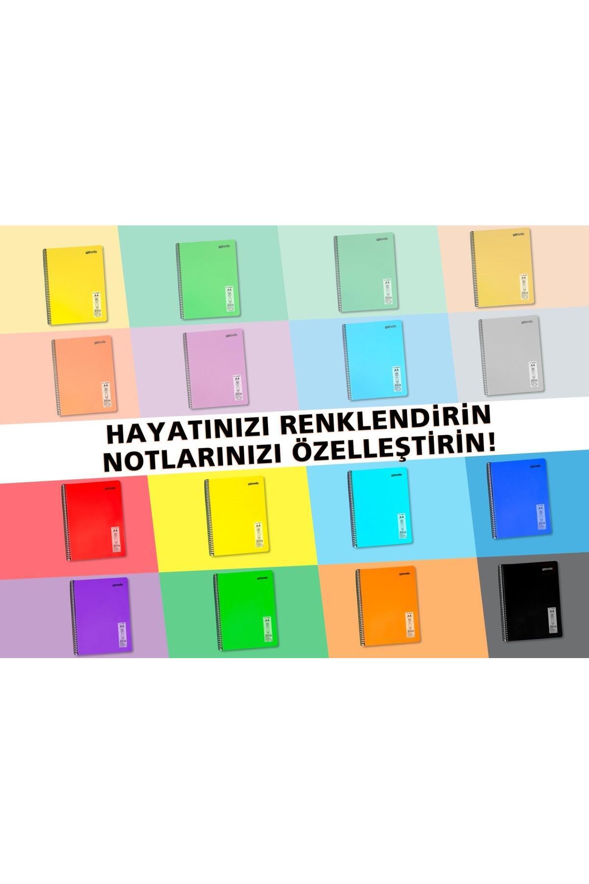 Flex Neon A4 Defter 96 Yaprak 4 Kareli 4 Çizgili Defter Seti