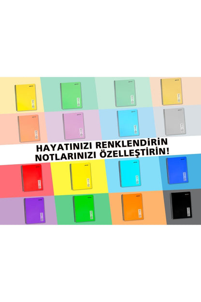 Flex Neon A4 Defter 96 Yaprak 4 Kareli 4 Çizgili Defter Seti