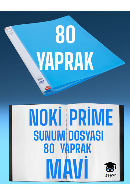 80 YAPRAK MAVİ A4 SUNUM DOSYASI NOKİ PRİME YÜKSEK KALİTE POŞET KALINLIĞI YERLİ ÜRETİM