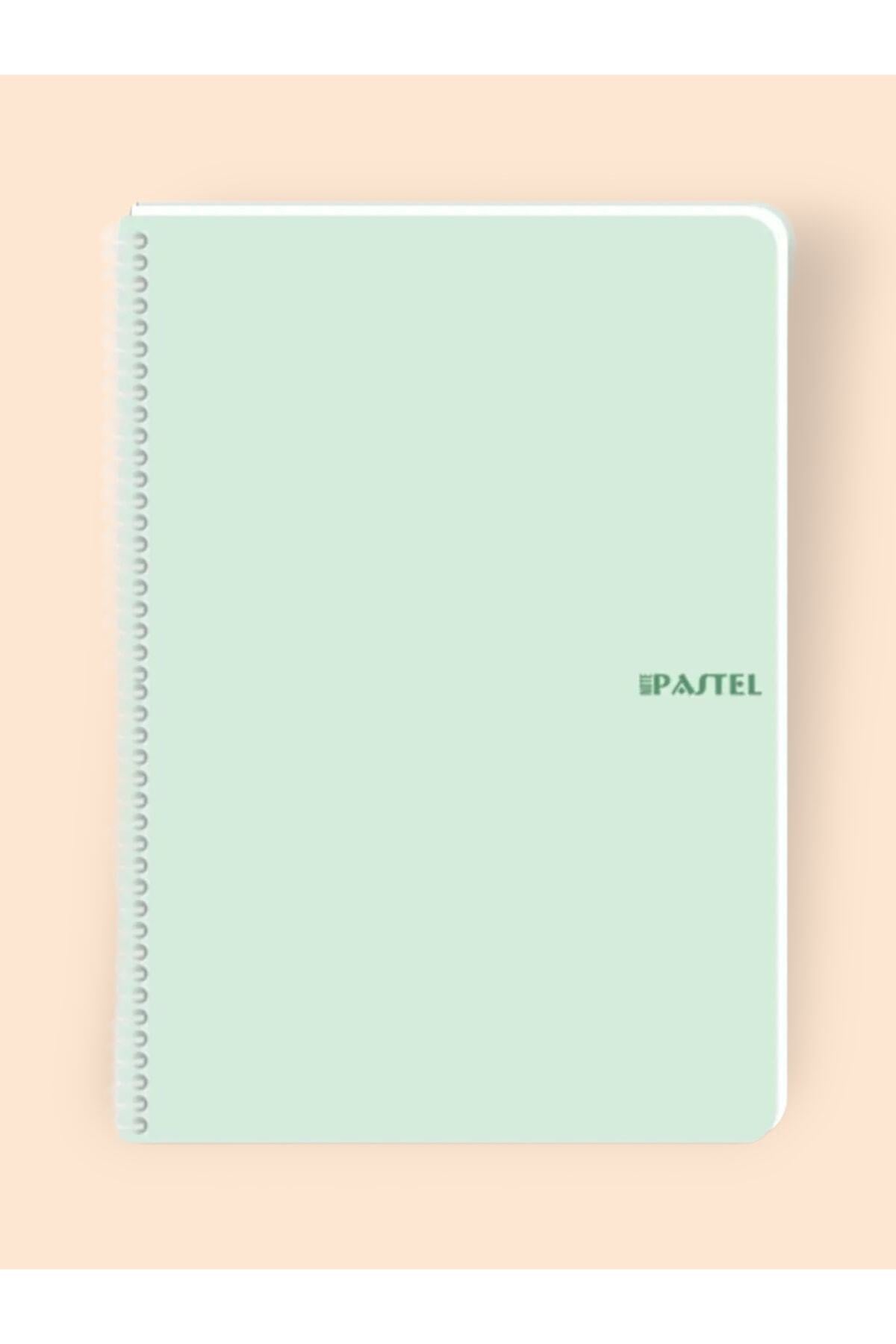 KARELİ 16x22 Cm Pastel Renk Telli Defter Telli Beyaz 80 Sayfalı Plastik Kapak YEŞİL