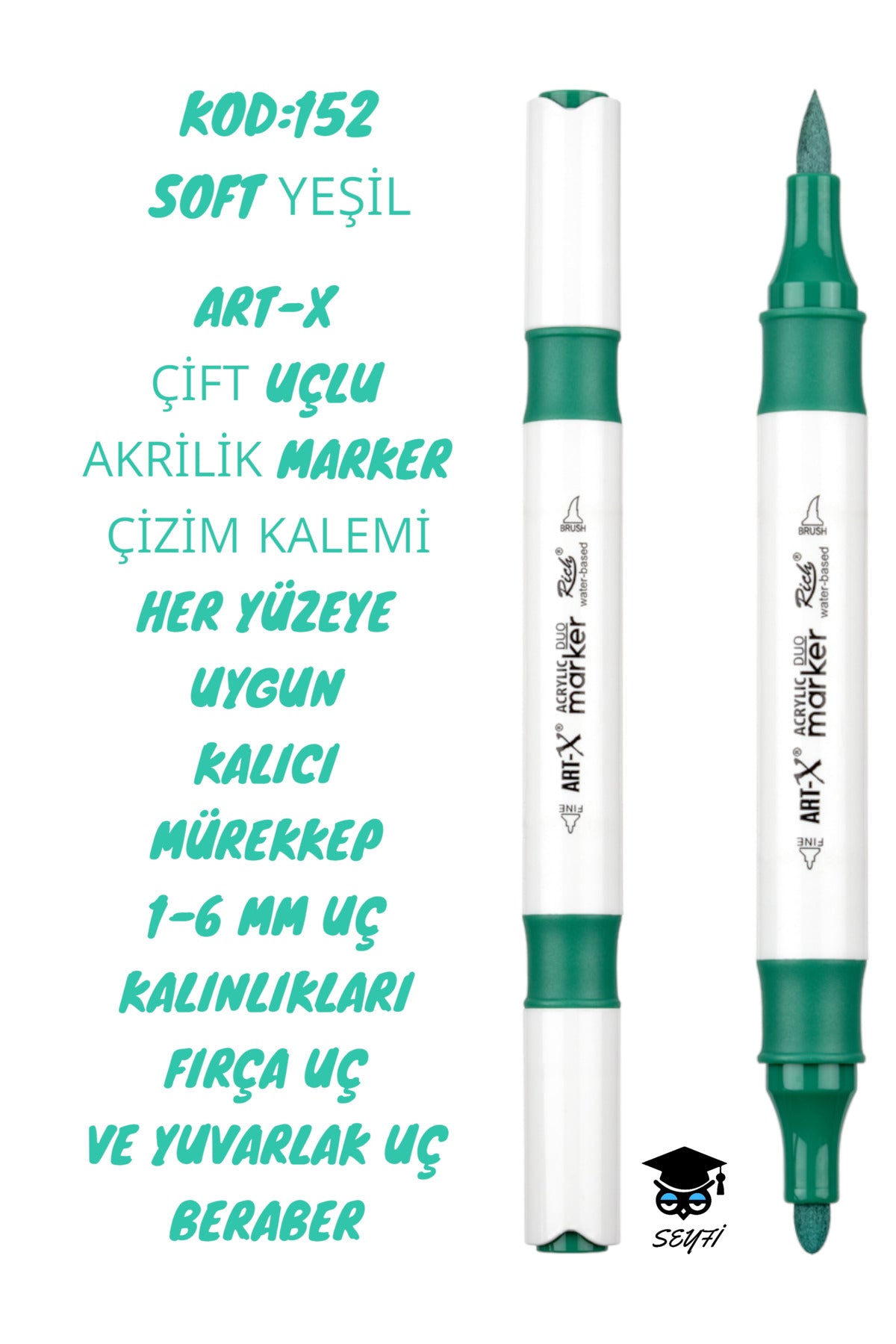 ART-X ÇİFT UÇLU AKRİLİK MARKER ÇİZİM KALEMİ HER YÜZEYE UYGUN KALICI MÜREKKEP 1-6 MM UÇ KALINLIKLARI