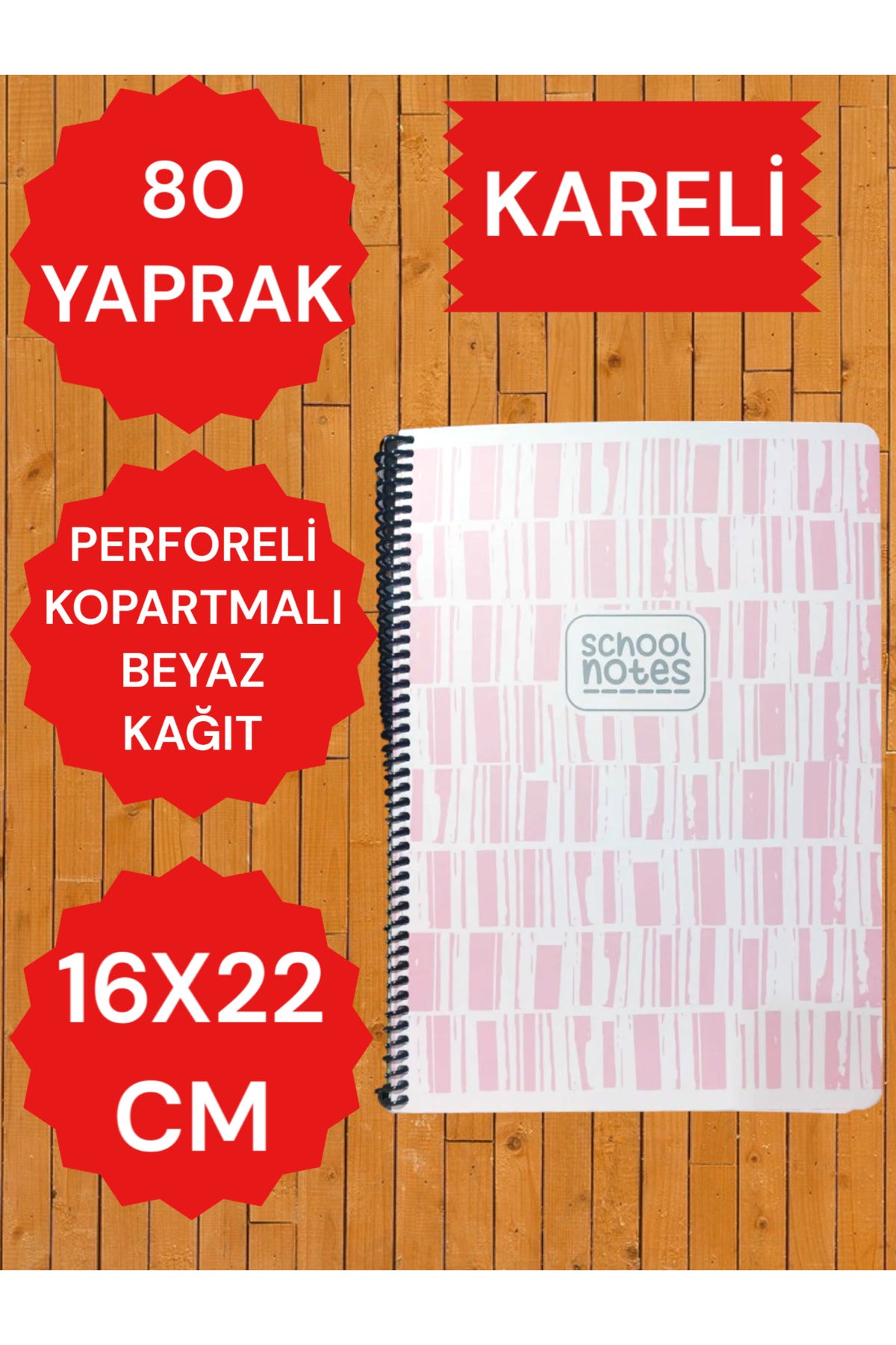 KARELİ 16X22 80 YAPRAK TELLİ DEFTER KARTON KAPAK PERFORELİ
