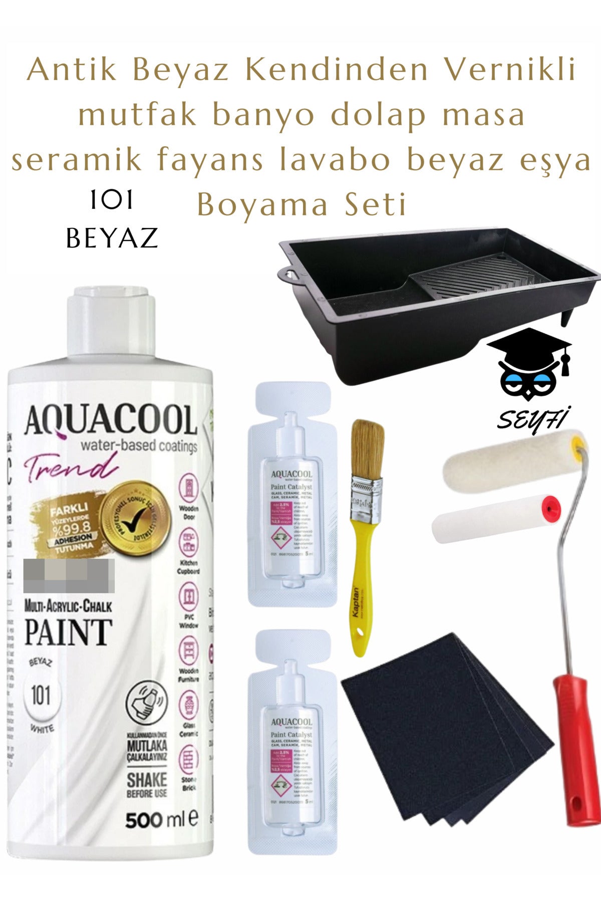 kendiliğinden vernikli çelik ahşap kapı beyaz eşya mutfak dolabı fayans petek metal 500 ml set beyz