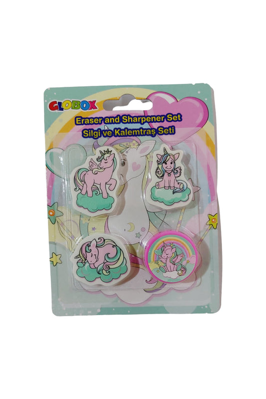 Şekilli Silgi Ve Kalemtıraş Seti Araba Unicorn Dinozor Denizkızı