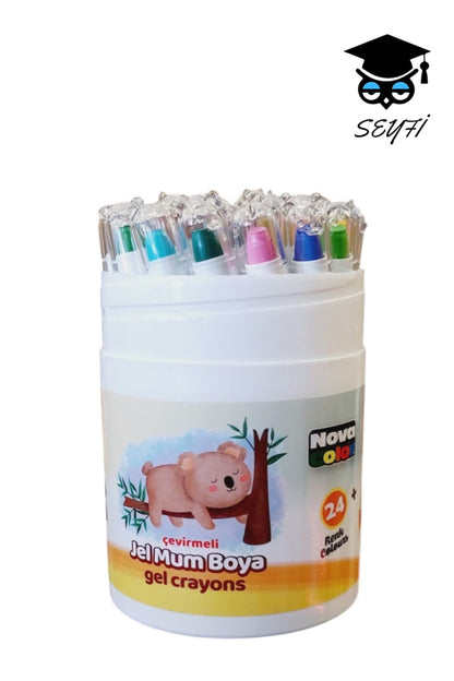 24 renk çevirmeli jel mum boya nova color plastik çantalı