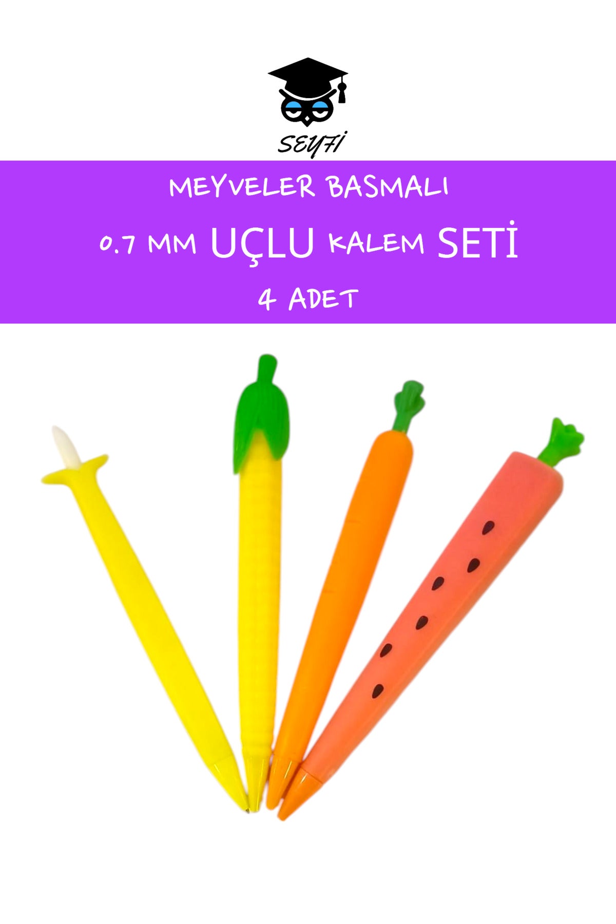 0.7 BASMALI KALEM SETİ MEYVELER 4 ADET