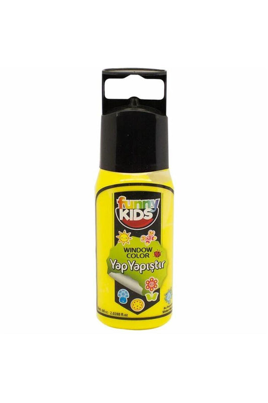 Funny Kids Yap Yapıştır Cam Boyası 60cc - 7524 Neon Sarı